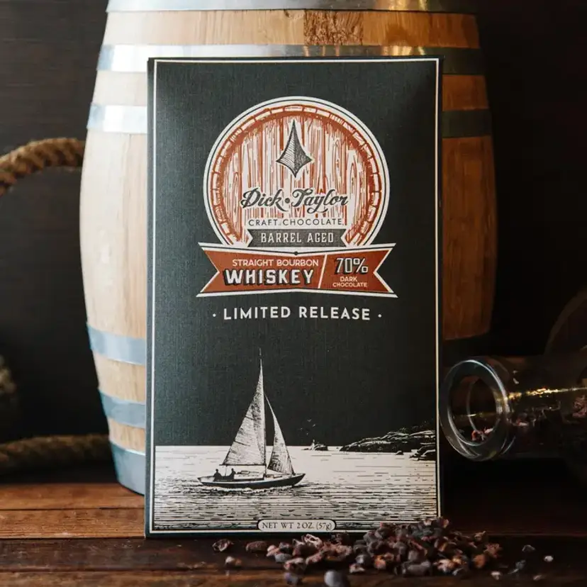 Dick Taylor Limited Edition Straight Bourbon Whiskey 70% Dark Chocolate Bar