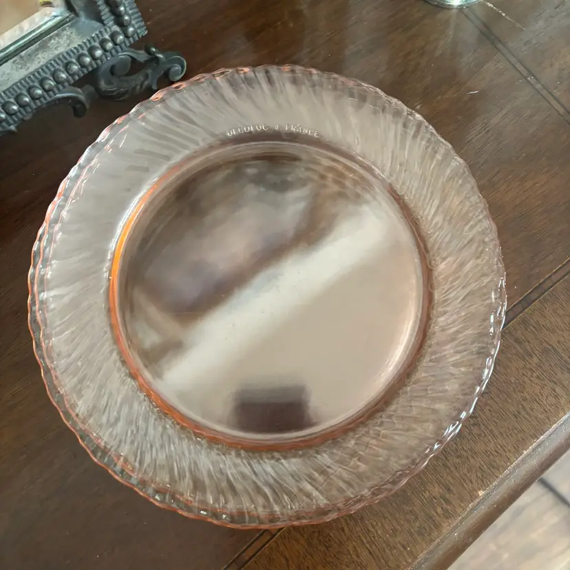🐇Vintage Arcoroc France Rosaline Pink Optic Swirl Glass Set Of 6 Plates