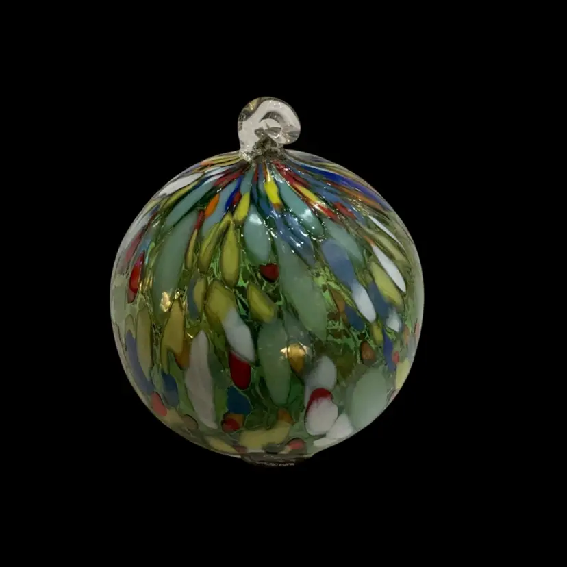 Hand Blown Studio Art Glass Confetti Orb Made In Italy 3.5” Diameter