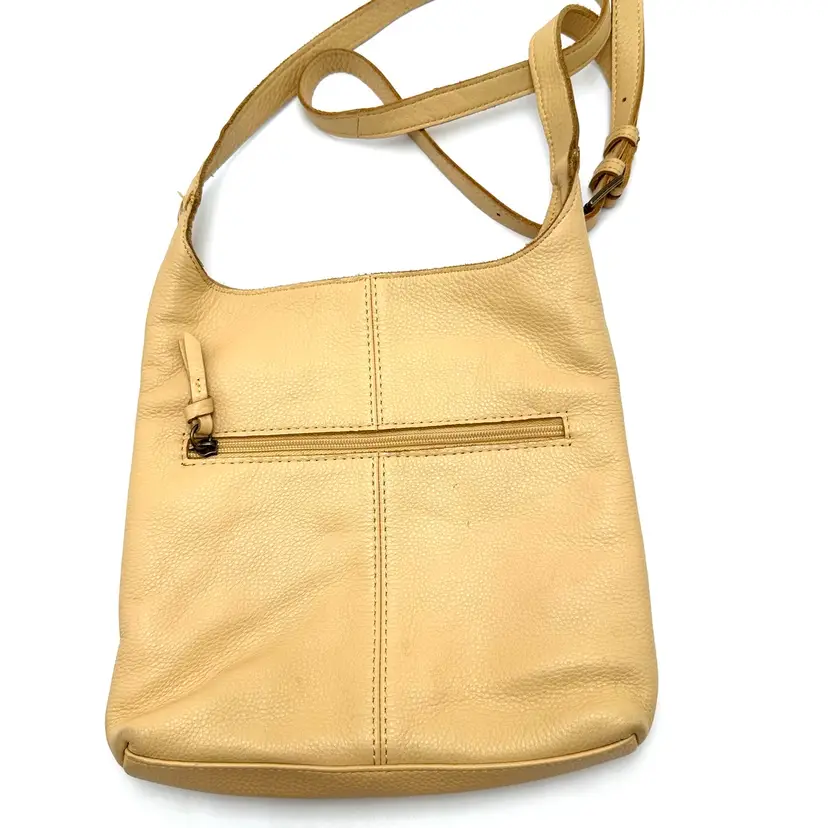 The Sak Yellow Pebbled Leather Adjustable Crossbody Bag Purse Handbag 10.5 X 10.5