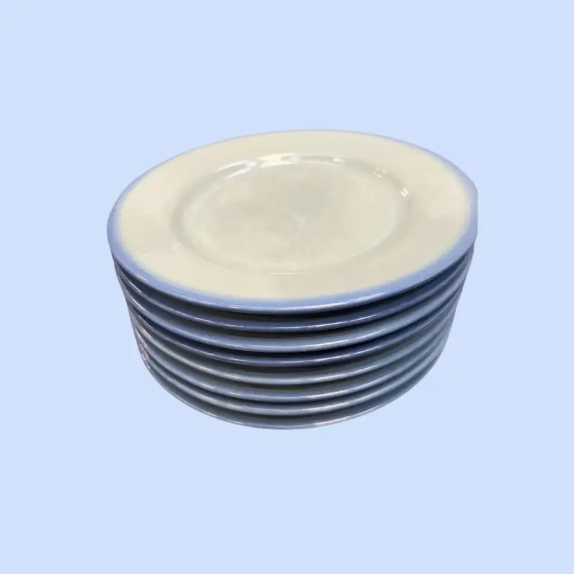 #107- 8pc Lunch Salad Bread Plates Tulowice Polish Pottery 1950-1959