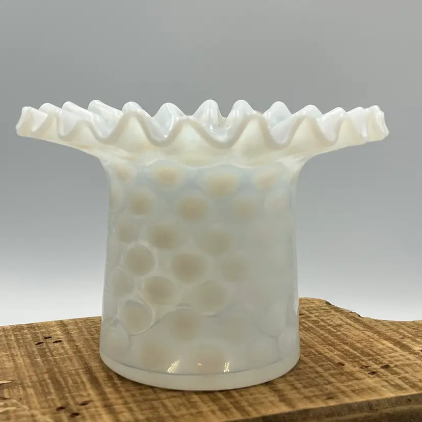 French White Opalescent Vase- Fenton?