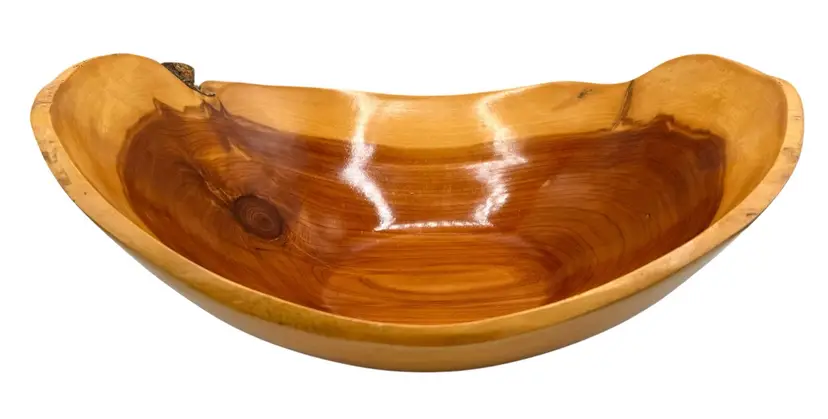 Signed DD Jordan Hand Carved Red Cedar Wood Large Centerpiece Bowl 2012 14”