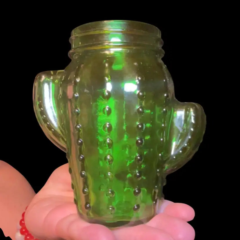 Green glass cactus