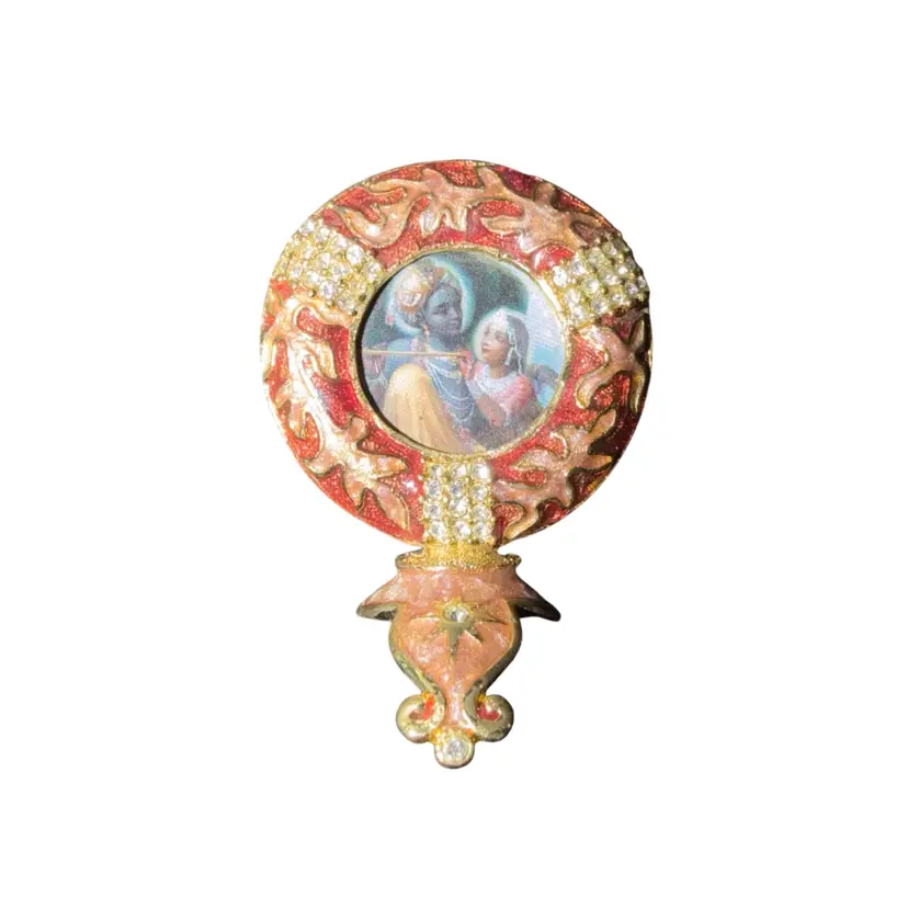 Enamel and Metal Bejeweled Topper Frame *read