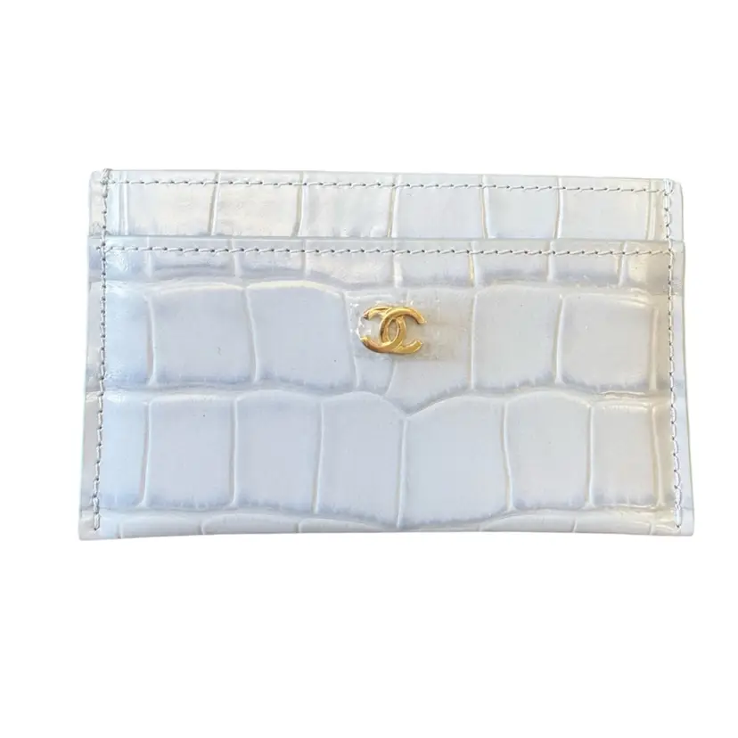Chanel Croc Embossed Blue Card Holder