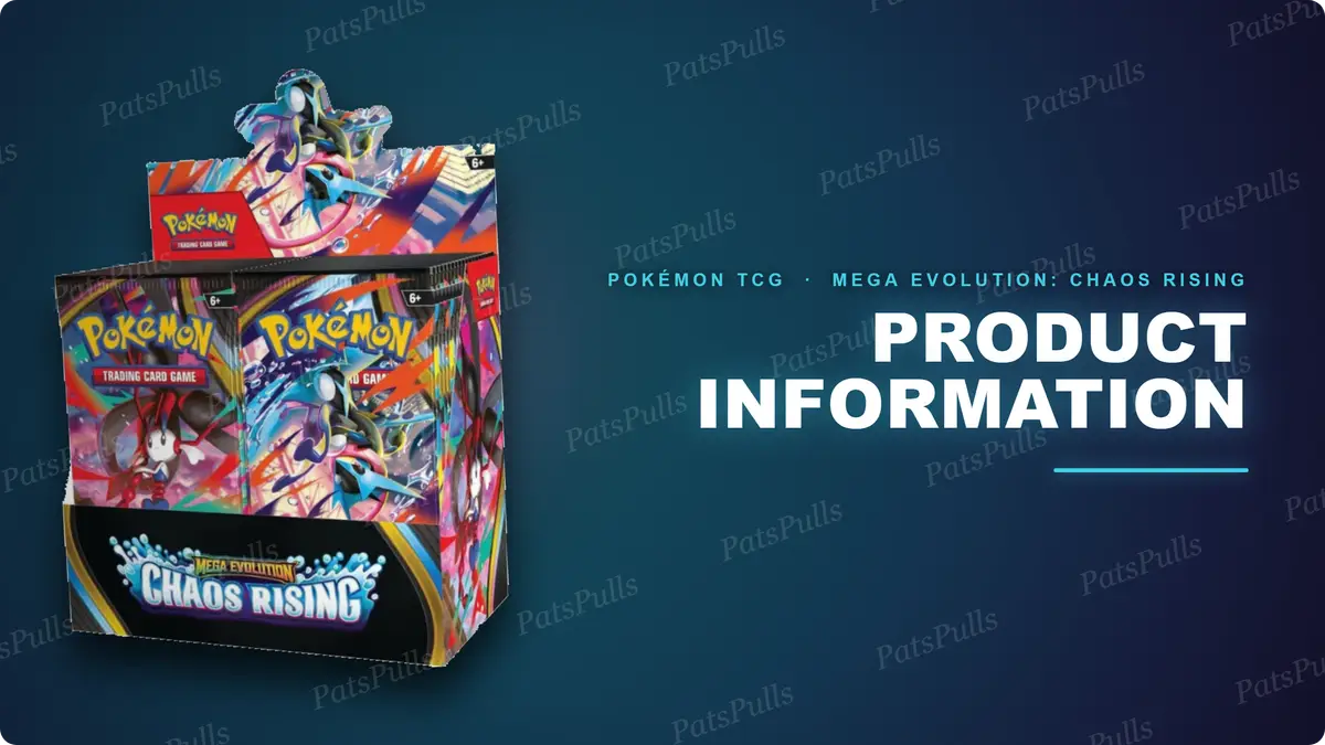 Chaos Rising Pokémon Trading Card Game Booster Box featuring Mega Evolution sealed product from the fourth set in the Mega Evolution series