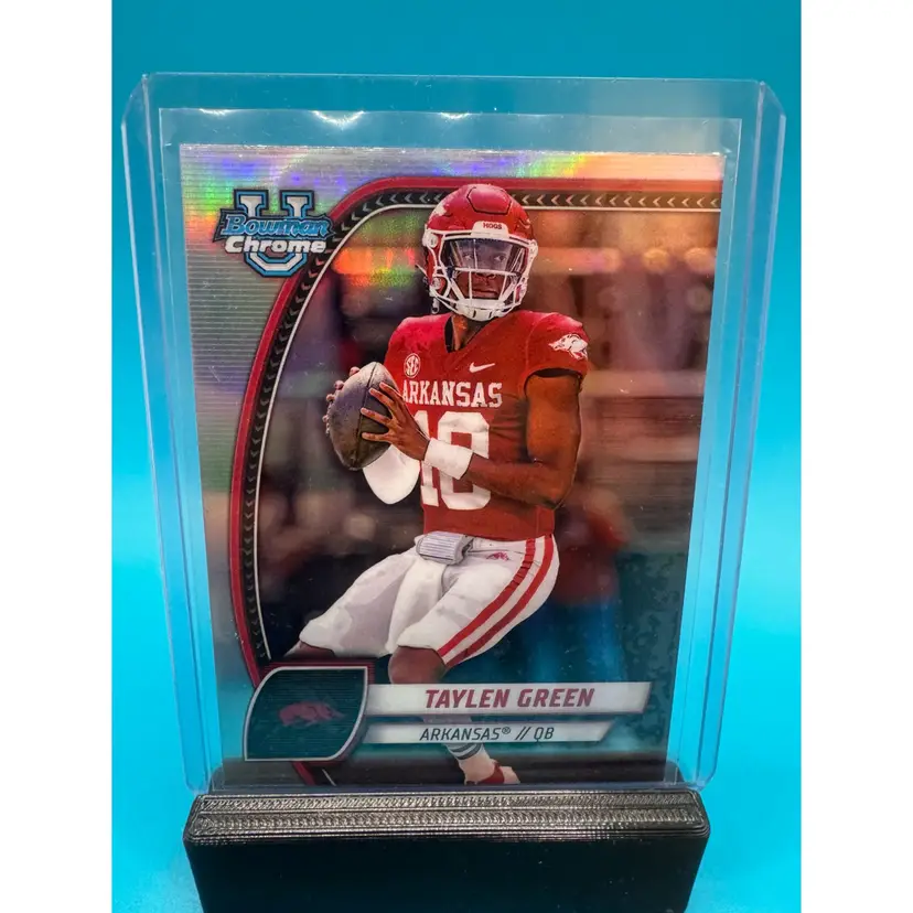 Taylen Green Bowman Chrome U Refractor Arkansas Razorbacks and Cleveland Browns