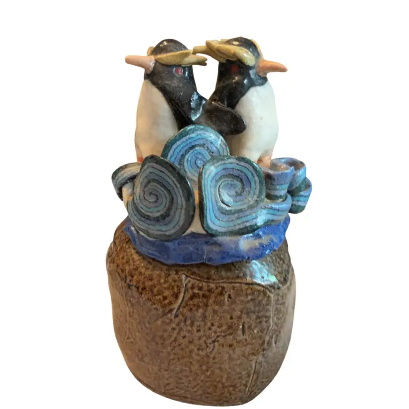 Handcrafted Whimsical Folk Art Penguin Figurine