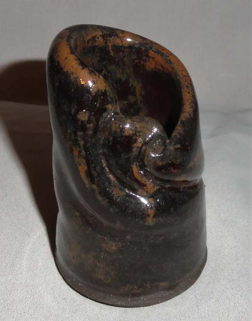 Studio Pottery Vase ~  Hand-thrown  Abstract Brown Glaze ~ signed KAR 10-2011