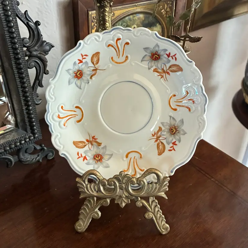 🐇Vintage Blue & Orange Saucer