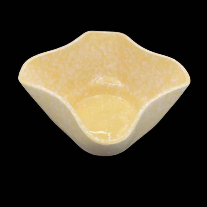 Vintage Planter- Yellow White Speckled Square