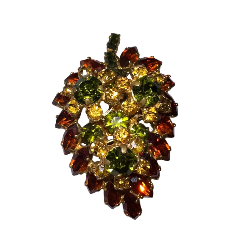 Austrian Crystal Fall Leaf Brooch