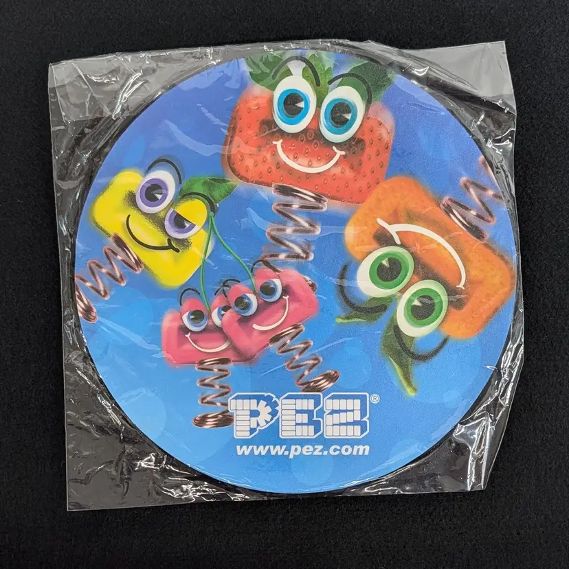 Vintage Pez Mouse Pad Fruit Candy on Springs 7-11/16" Diameter
