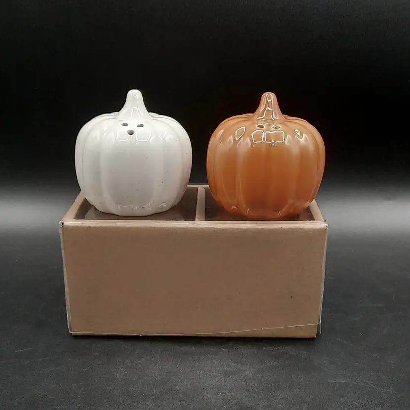 Dash of That Pumpkin Salt & Pepper Shakers Orange White New in Box