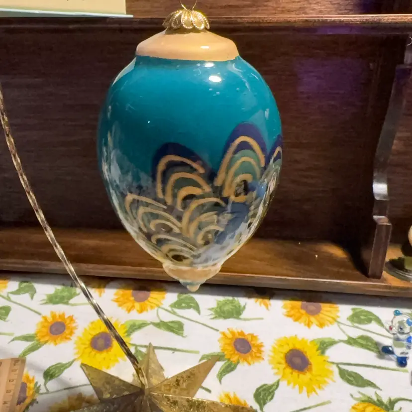 328. 2022 Peacock Christmas Ornament Pier 1 Imports Li Bien Inside Art Ornament
