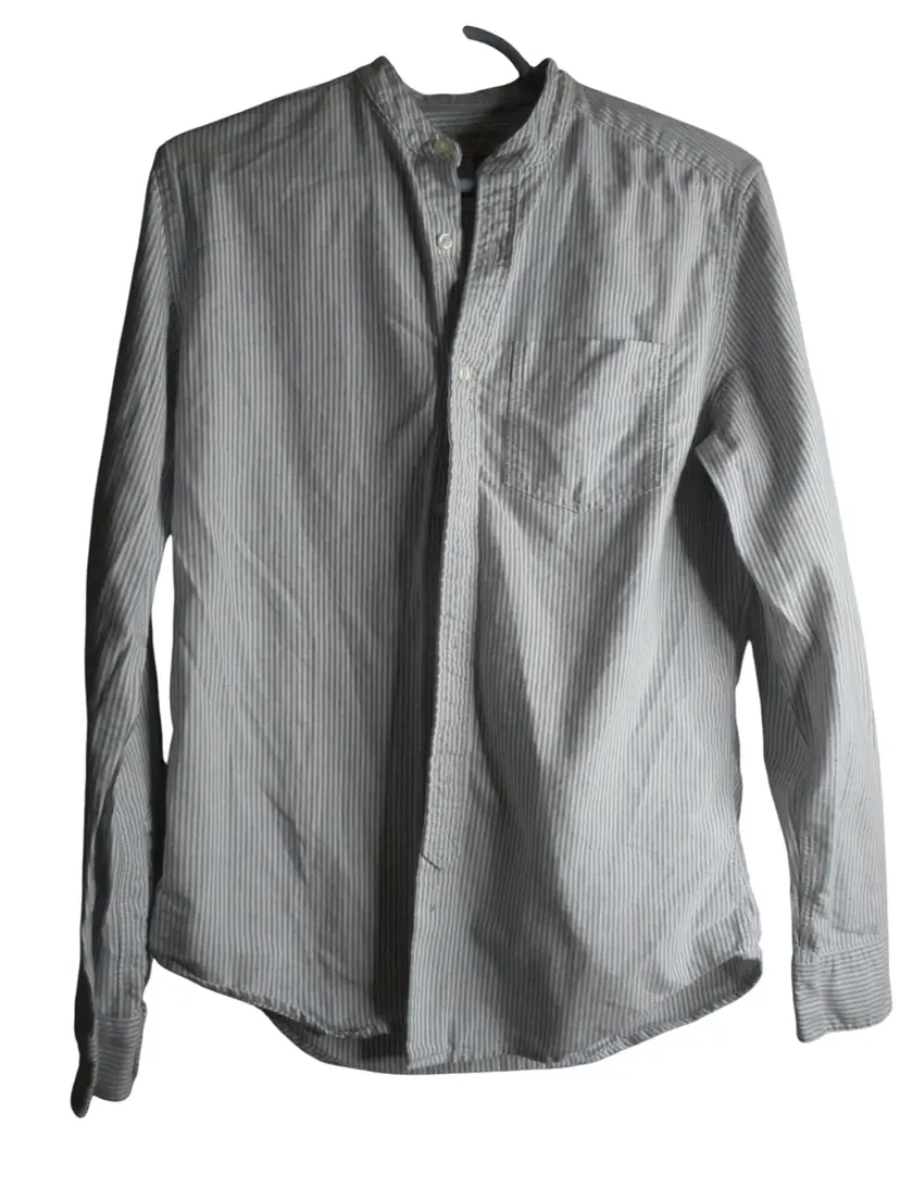 NEXT Mens Laundered Shirt size Small long sleeved Striped Mandarin Collar cotton