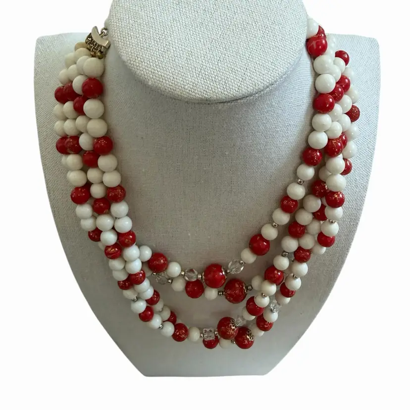Vintage Japan Red & White Necklace
