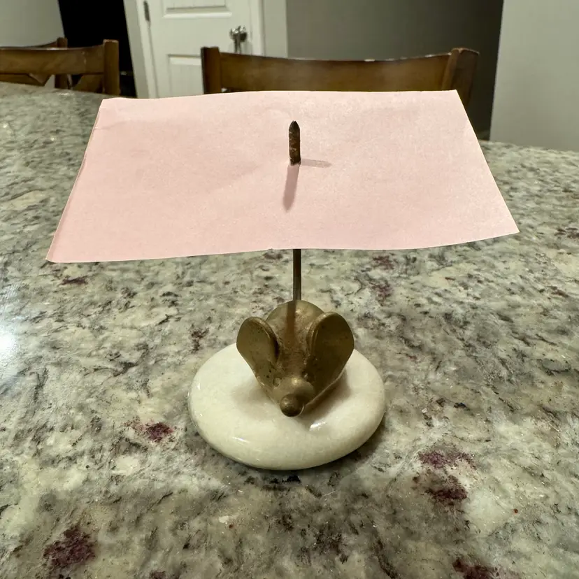 🎀🌹 Vtg Brass Mouse Note Spike