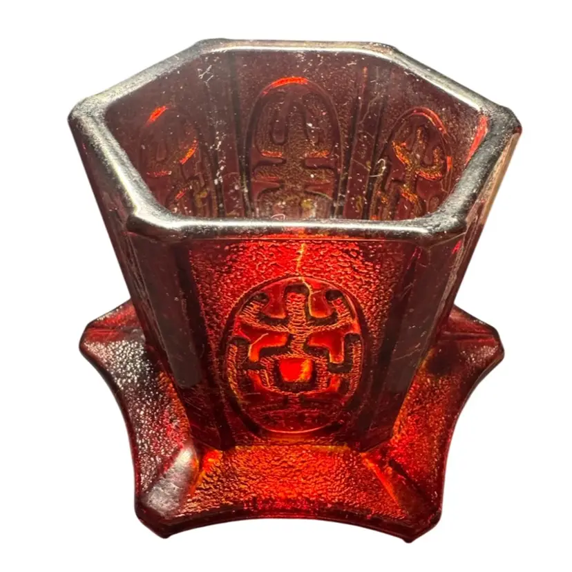 Vintage HOMCO Red Pagoda Fairy Lamp Candle Holder BASE ONLY