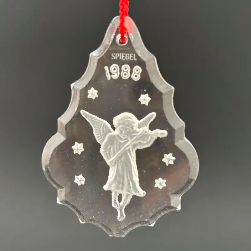 80s Annual Crystal Christmas Ornament Spiegel West Germany Vintage Angel Music