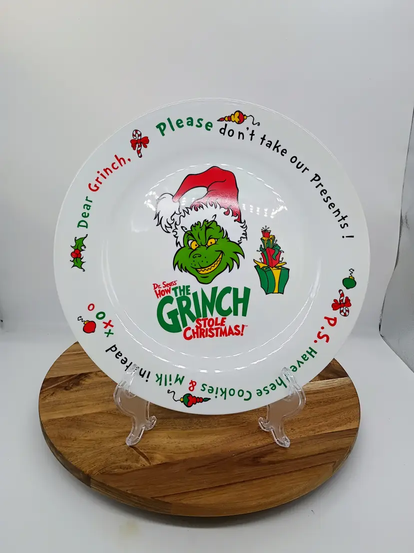 Dr Seuss The Grinch Whobilation Cookie Plate Platter Universal Studios 12" 2000.