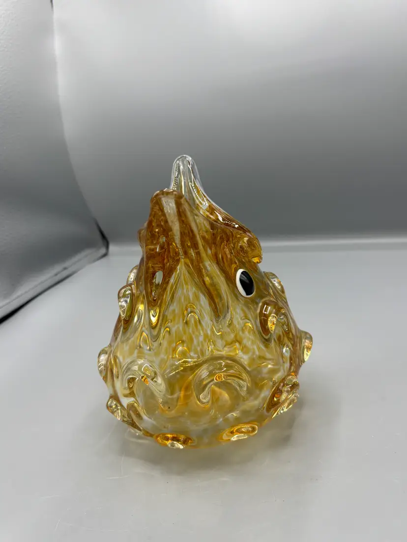 Vintage Cristalleria D Arte Murano amber gold swirl owl