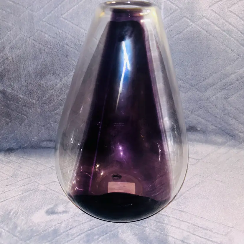 Hand Blown IKEA Art Glass Vase Clear w/Purple Tear Drop Elsklig  Design Retired
