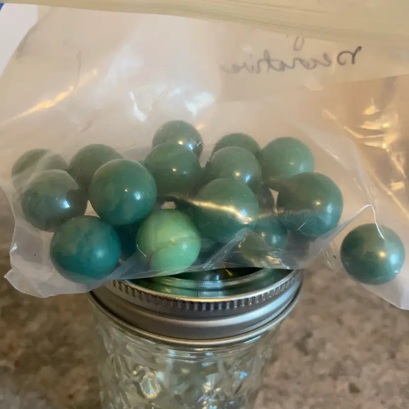 21 Green Glass Decorative Marbles