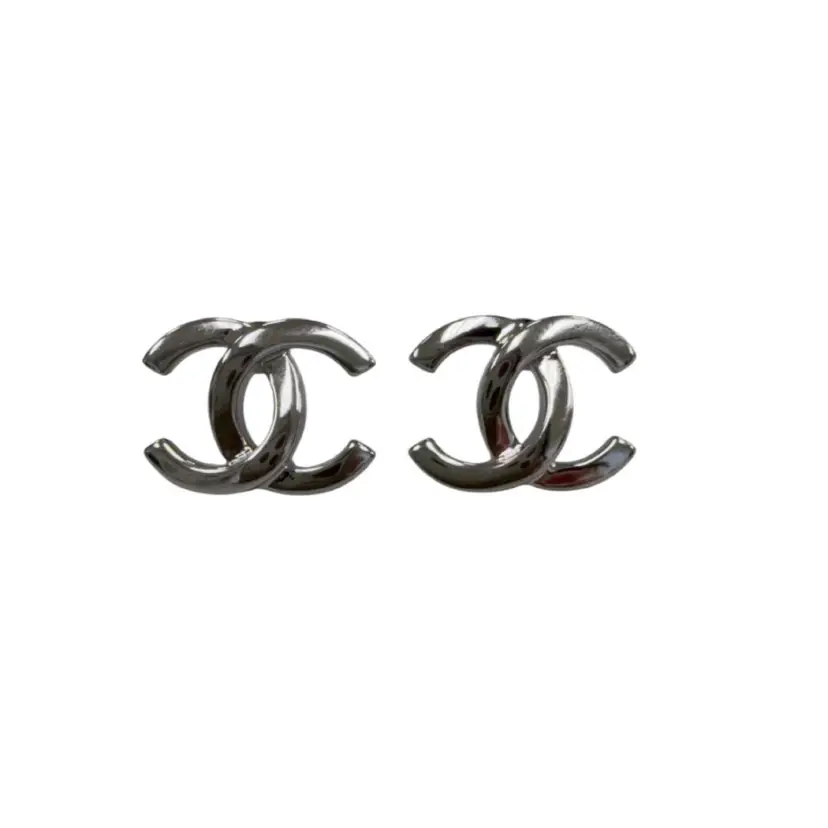 Chanel Silver Tone Twisted CC Earrings