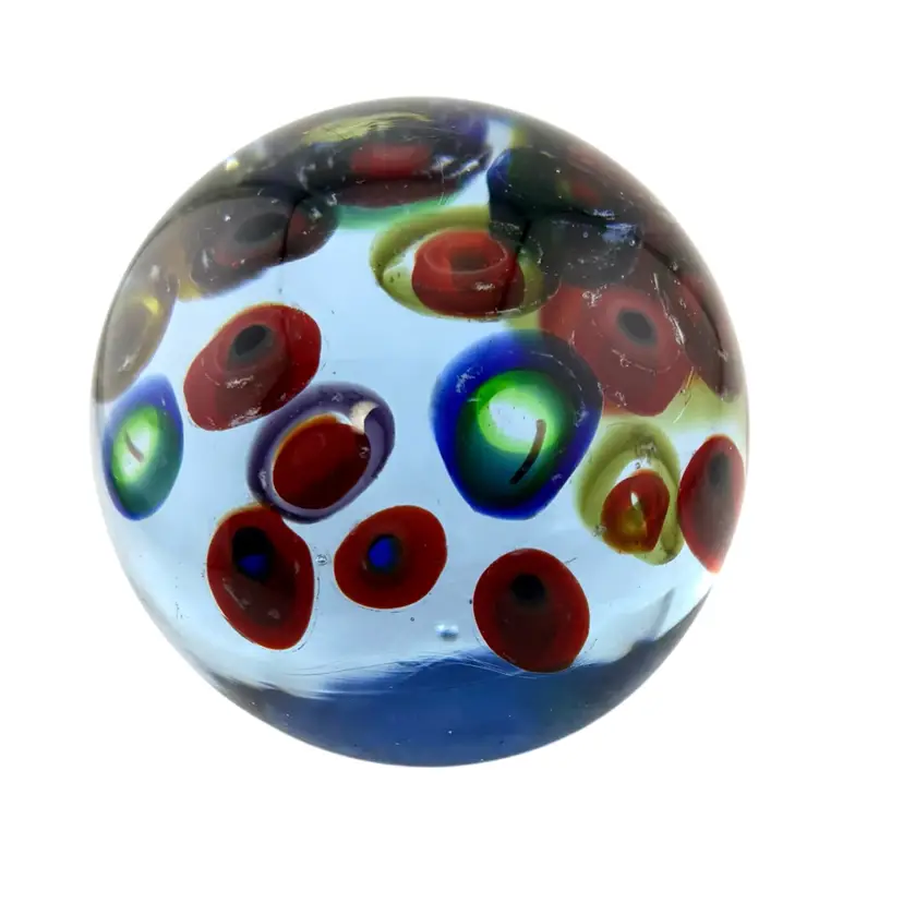 Vintage Murano Floating Bullseye Paperweight 3” x 3”
