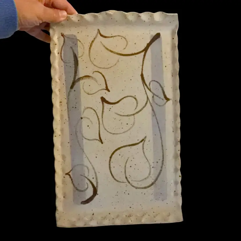 Emily Tomasi- Studio Pottery Fluted Platter -Textured Stoneware-  Wall Art- Ready To Hang 13.5 X8.25”