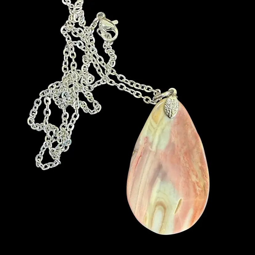 Mozarkite Pendant 2” With Bale x 3/4” on a  20” Silver Tone Link Chain