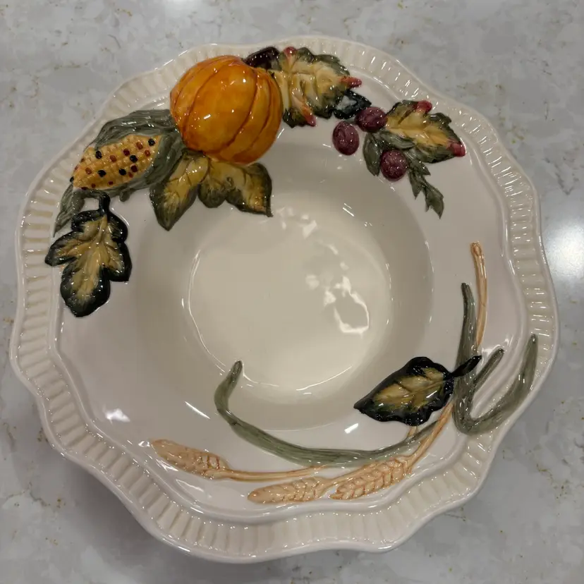 Bella Casa by Ganz Fall Thanksgiving Themed Bowl - 8.5" Rimmed