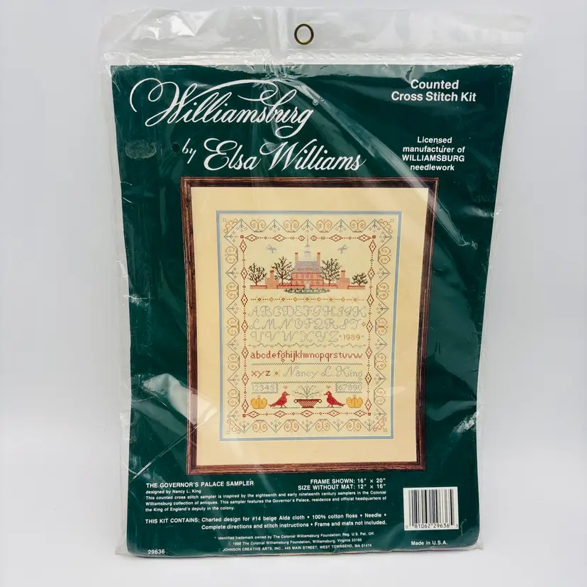 THE GOVERNOR'S PALACE SAMPLER WILLIAMSBURG cross stitch kit Elsa Williams 1988