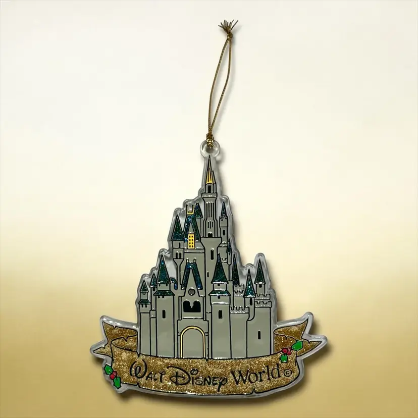 Vintage Walt Disney World Cinderella's Castle Acrylic Christmas Ornament