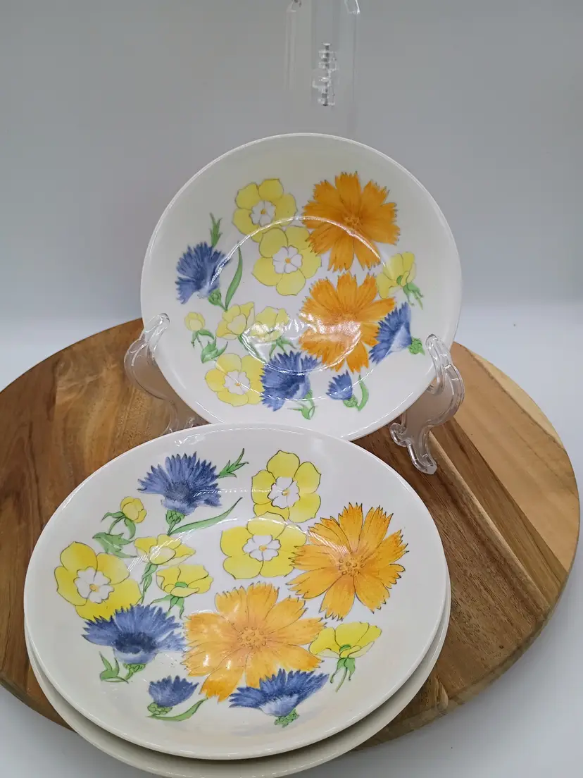 Ernestine Cannon Salerno Italy Soup Cereal Bowls Set of 3 7 In Floral P3 Pattern