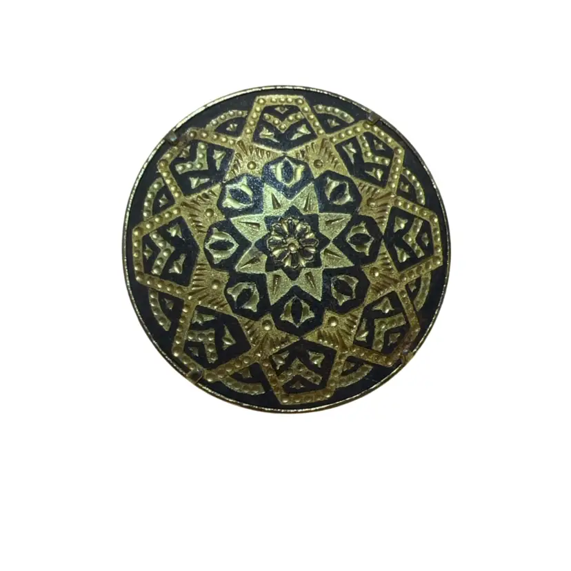 Antique Damascene Brooch 1.5” Mosaic