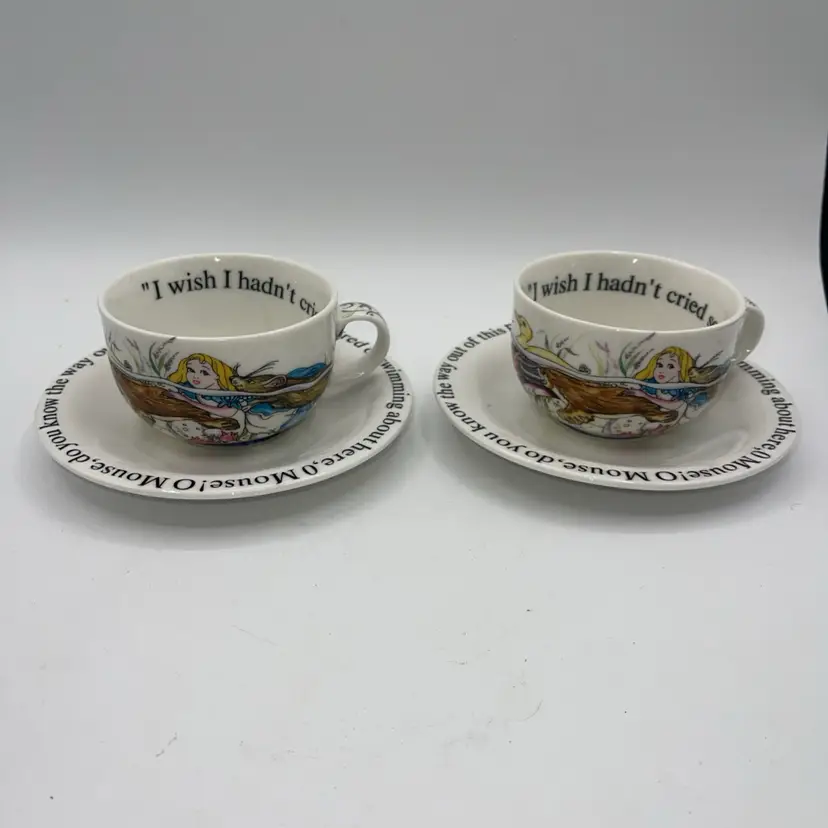 Alice in Wonderland Teacup Saucer Paul Cardew Design Tea Coffee Cafe Set Of 2