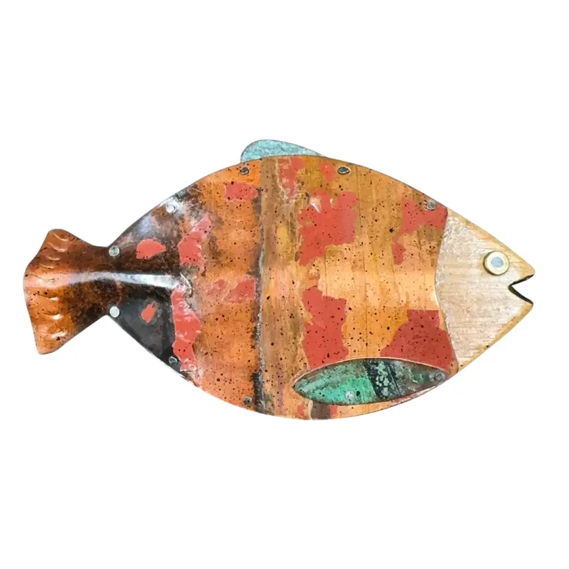 Artist Dick Libby, One Of A Kind Handmade Fish Wall Sculpture Has Makers Mark 20Th Century Made In The Usa