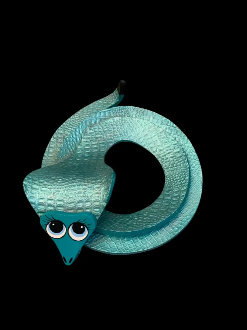 Hand Made Aluminum Art Snake 9 X 8 X 2 Inches