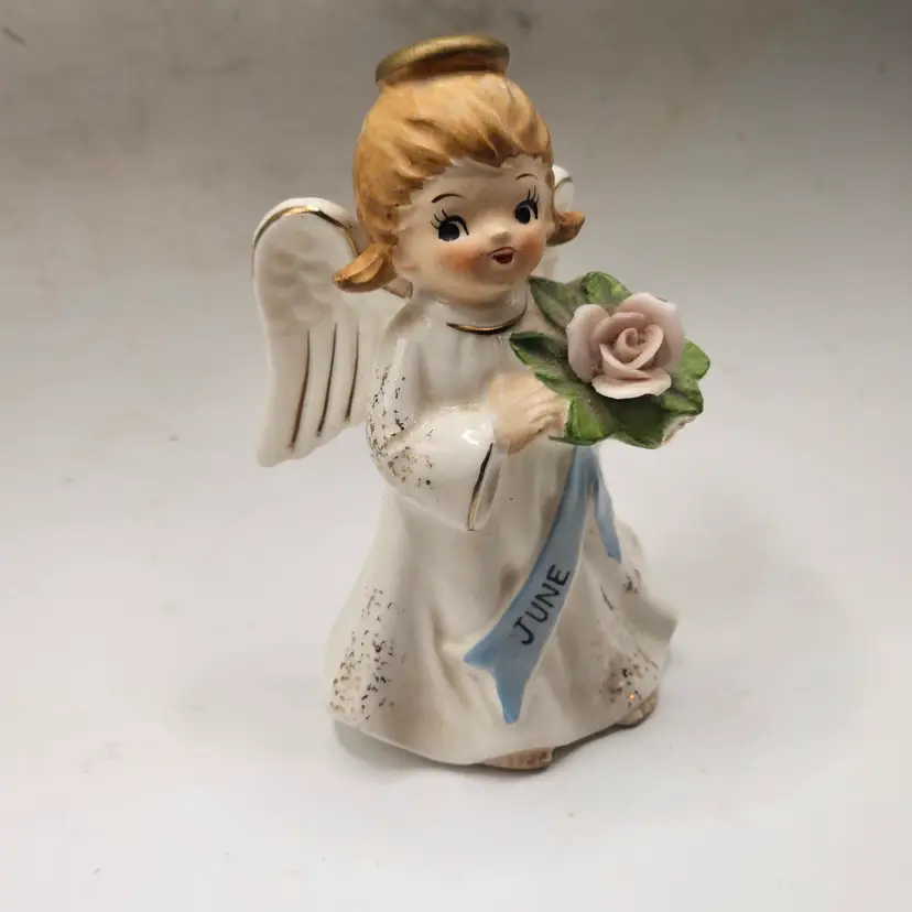 Lefton girl Figurine Vintage June birthday  1323 angel