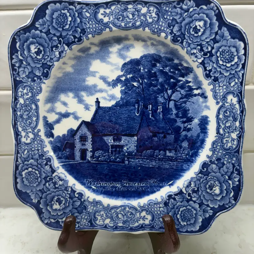 George Washington Bicentenary Plate 1932 Sulgrave Manor Crown Ducal Blue