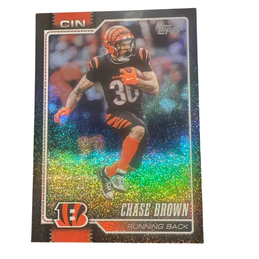 Chase Brown Bengals 2026 Topps Flagship Black Holo Foil 02/10 #42