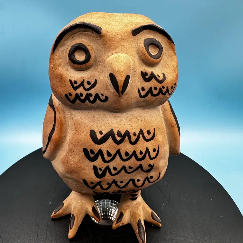 Vintage Freeman Lederman Hand-Painted Owl Figurine – Original Label. MCM