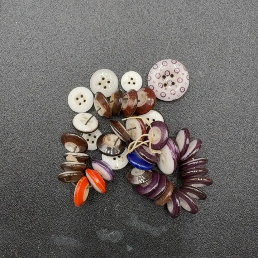 Lot Of 30+ Vintage China Buttons Including Inkwells And Stencils