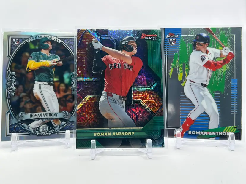 BC 35 - Roman Anthony 3 card Rookie lot - Sterling, Circuitry Mini Diamond, Finest - Boston Red Sox