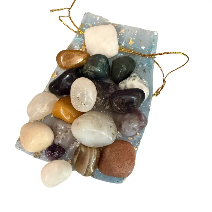 Tumbled Rocks & Polished Stones – Celestial Drawstring Bag