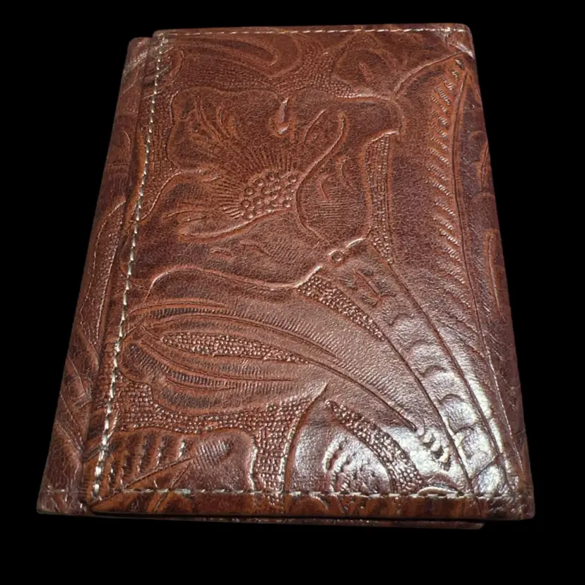 Leather Hand Tooled Amity Western Naturals Wallet
