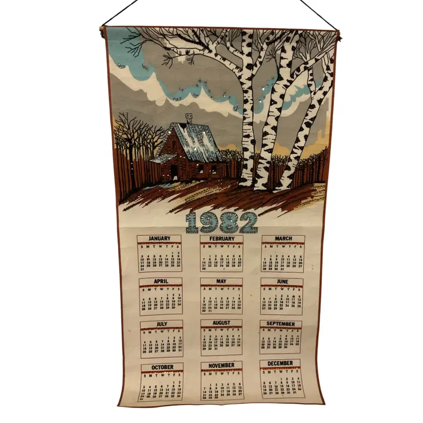 1982 Cloth Calendar Wall Hanging